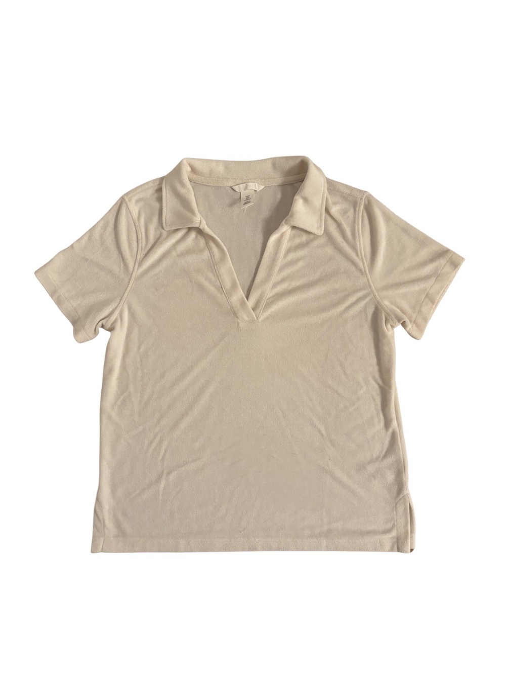 H&M Terry Cloth Cream Short Sleeve Polo Shirt